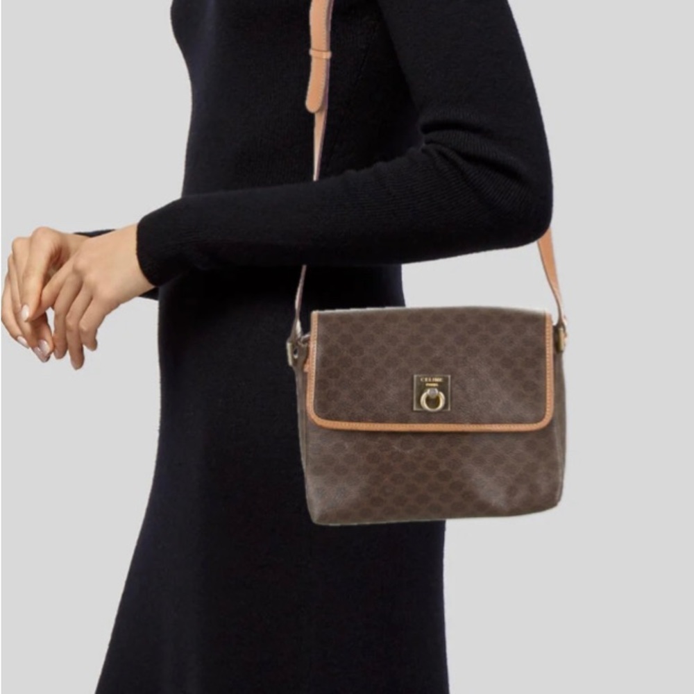 Celine Vintage Macadam Leather Shoulder Bag. Used Condition. With Flaws.